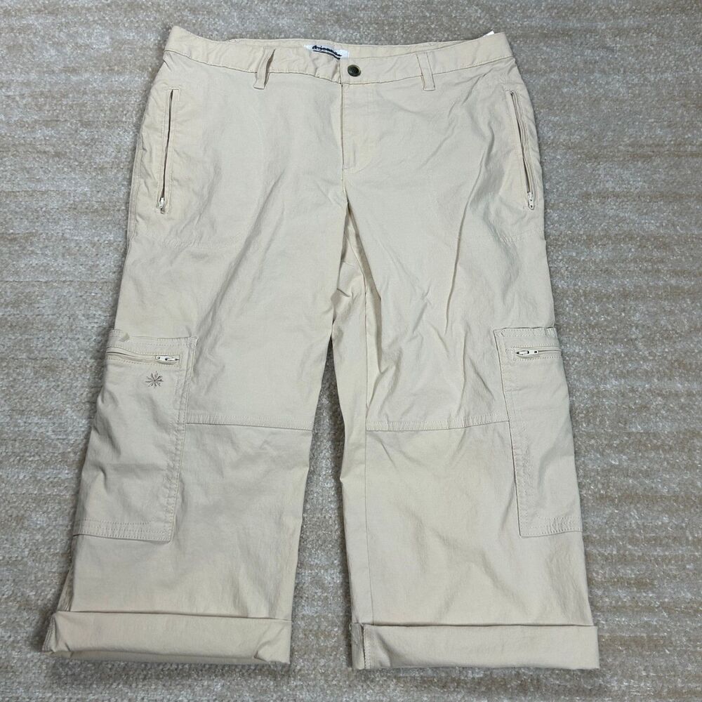 d.jeans Pants Womens 10 Beige Cargo Capris Stretch Zip Pockets Cuffed Casual